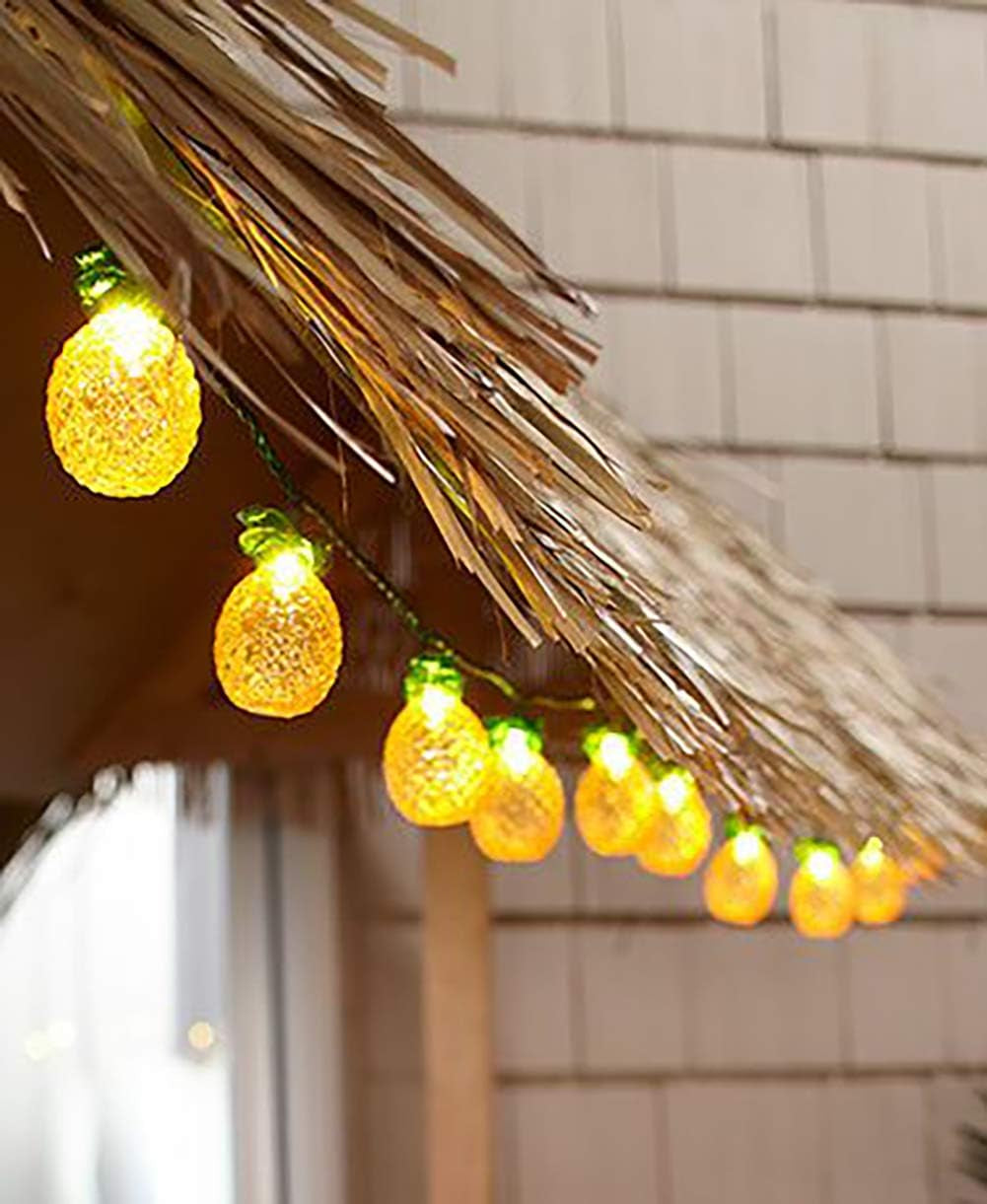 Summer String Light, 8.5Ft Pineapple Fairy Lights with 10 Pineapple Fun Patio Lights, Outdoor Indoor Party Lights for Party Bedroom Home Birthday Hawaiian Tropical Tiki Gifts Decor