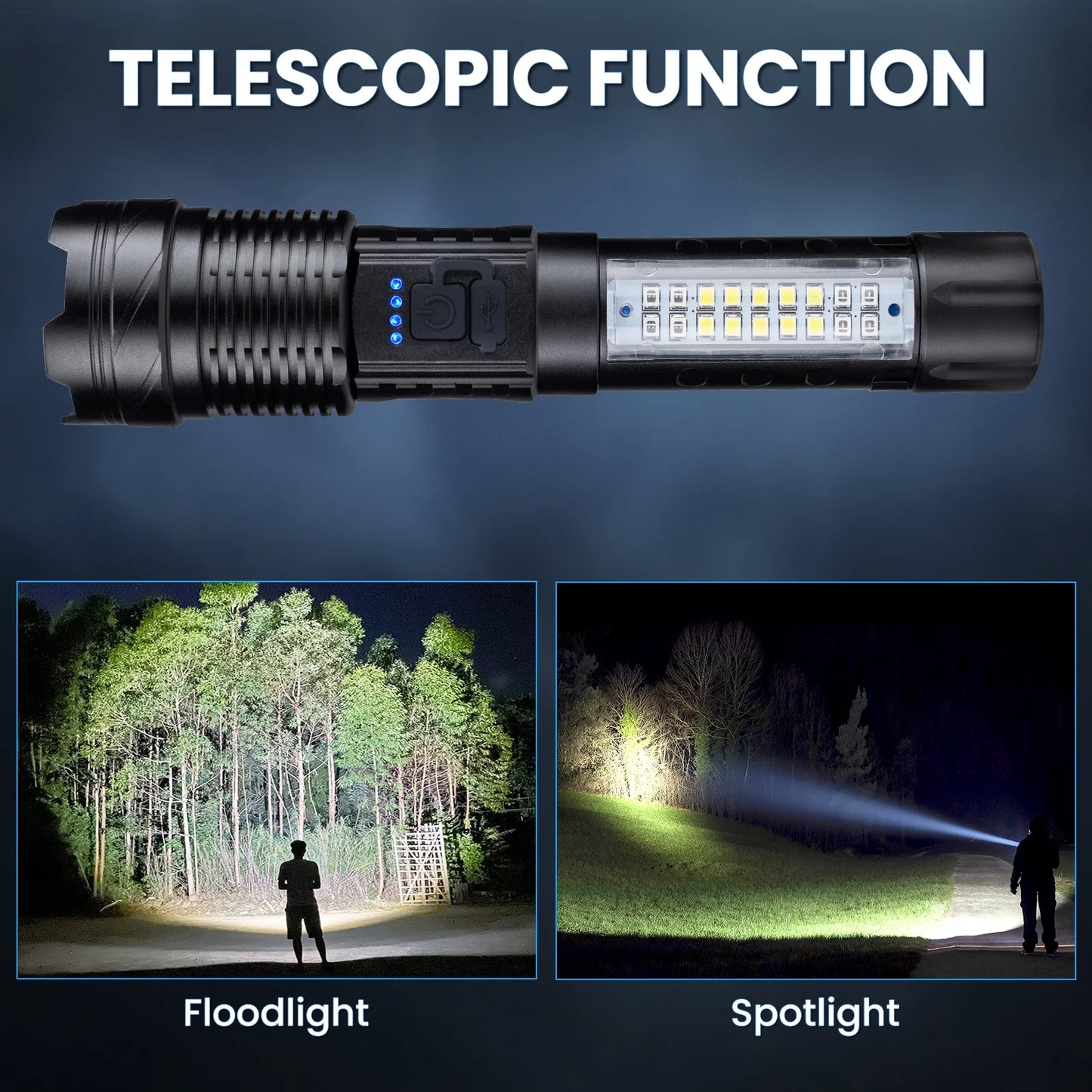 150000 Lumens Powerful Flashlight Rechargeable XHP90 Super Bright Waterproof Led Tactical Flashlight 7 Mode USB C Zoom Torch for Camping Emergency