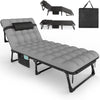 Folding Camping Cot for Adults, 5 Positions Adjustable Outdoor Cot Bed, Lounge Chair Cot, Travel Camp Cots with Mattress