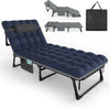 Folding Camping Cot for Adults, 5 Positions Adjustable Outdoor Cot Bed, Lounge Chair Cot, Travel Camp Cots with Mattress
